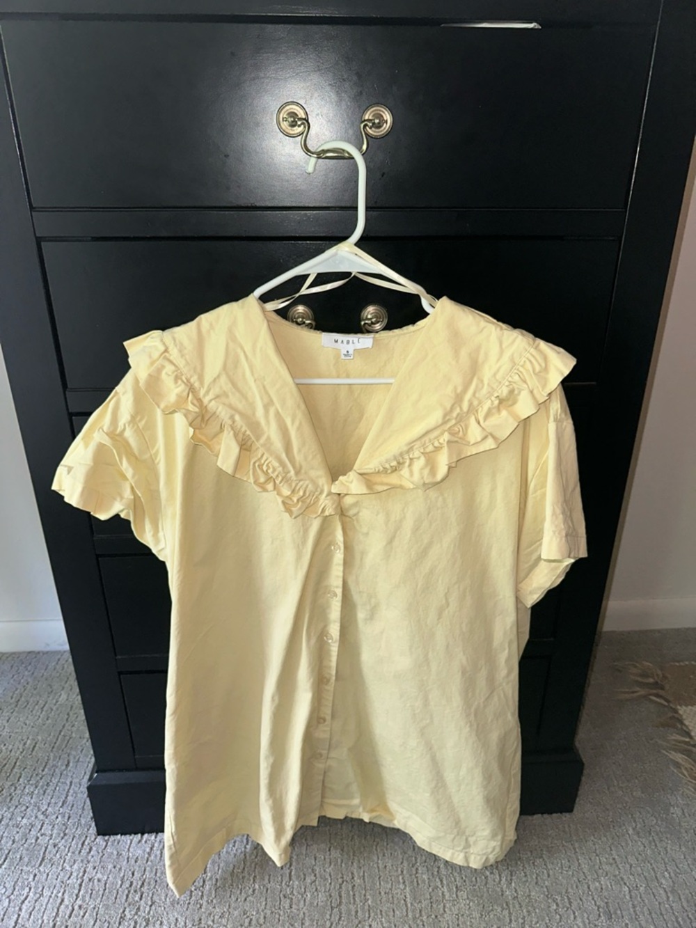 Mable Yellow Ruffle Collar Button-Front babydoll dress